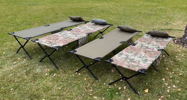 Велика раскладушка XL 206x72 + подушка, боковий карман, військова Олива