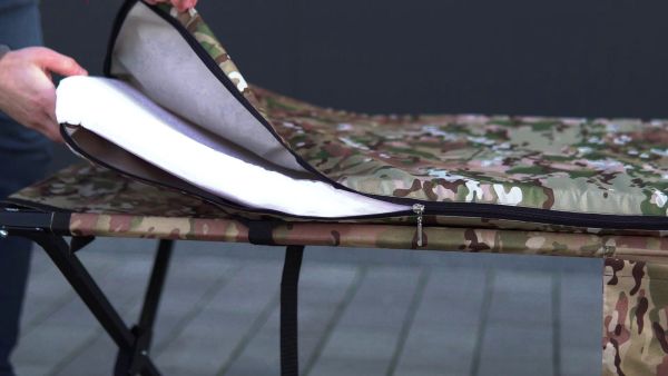 Folding bed + mattress, folding military bed size 196x67 cm